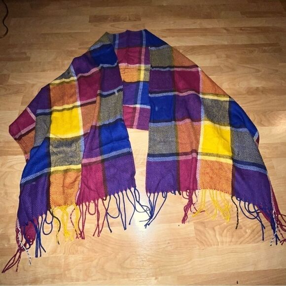 Bright Colorful Plaid Scarf - Picture 6 of 6